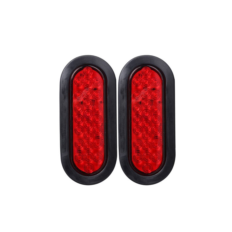 NPAUTO 6" Oval Trailer Tail Lights 24 Red LED Stop Turn Brake Lights Waterproof Flush Mount Tail Lights for RV Truck (2) - Image 1